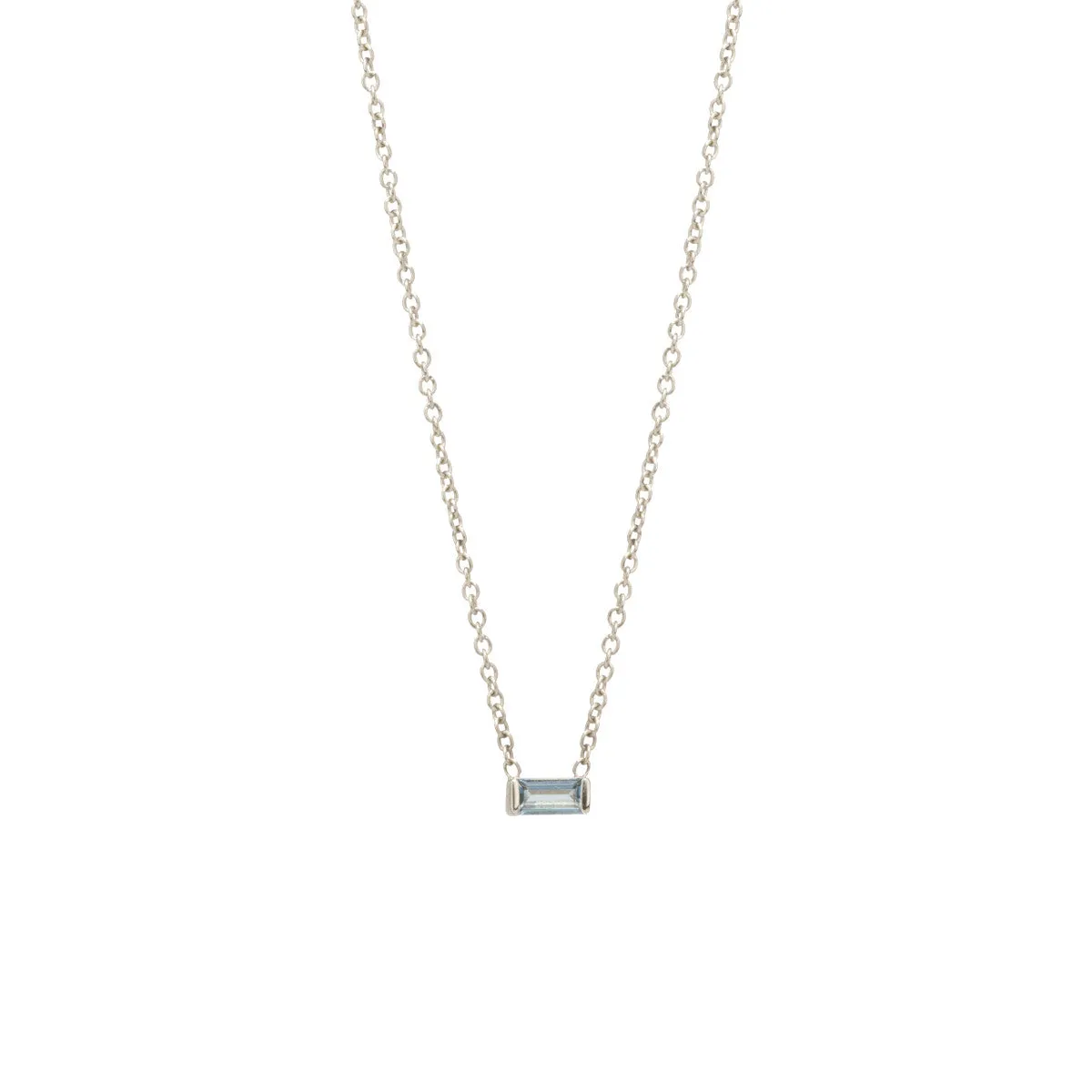 14k Aquamarine Baguette Necklace | March Birthstone sold by Zoe Chicco product image thumbnail 5