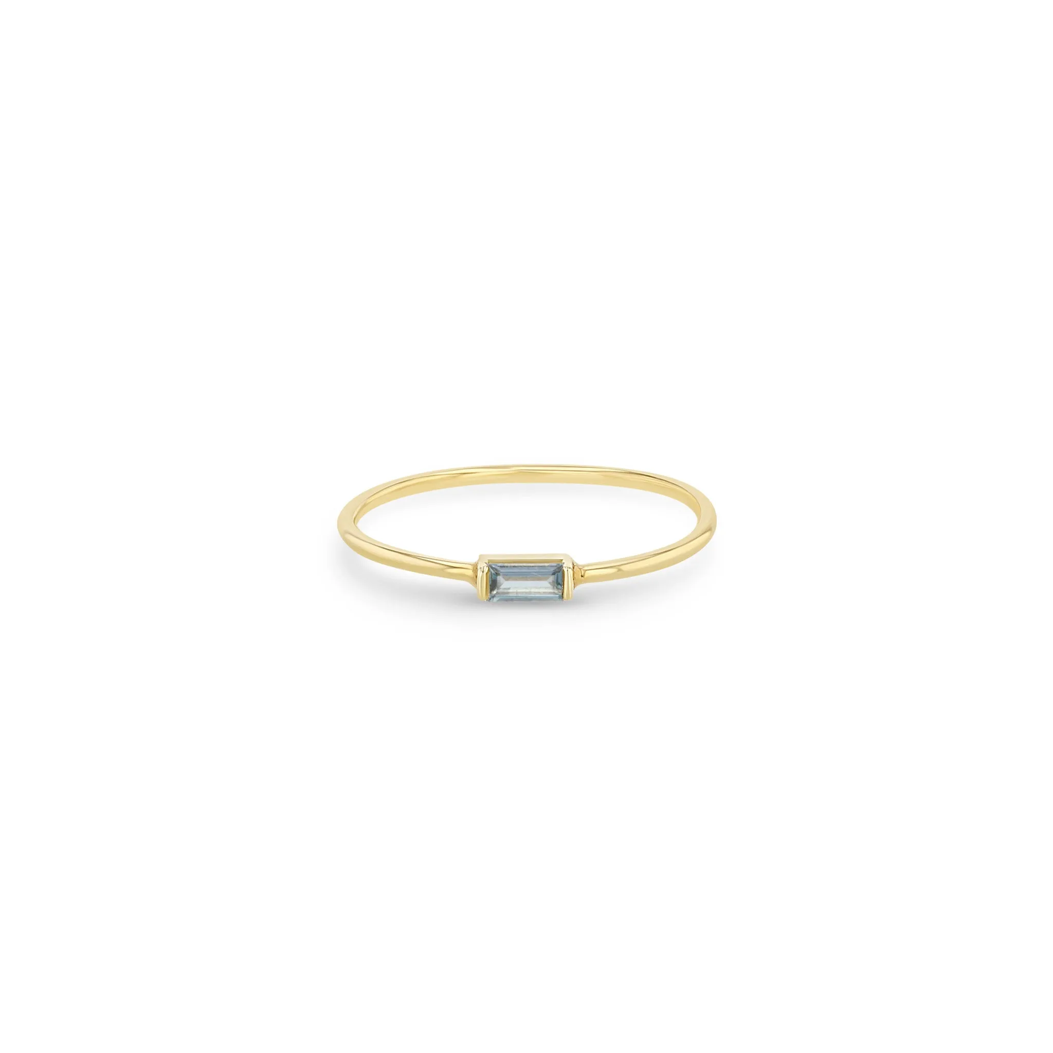 14k Medium Aquamarine Baguette Ring | March Birthstone sold by Zoe Chicco