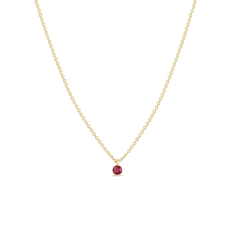 14k Single Ruby Pendant Necklace | July Birthstone sold by Zoe Chicco
