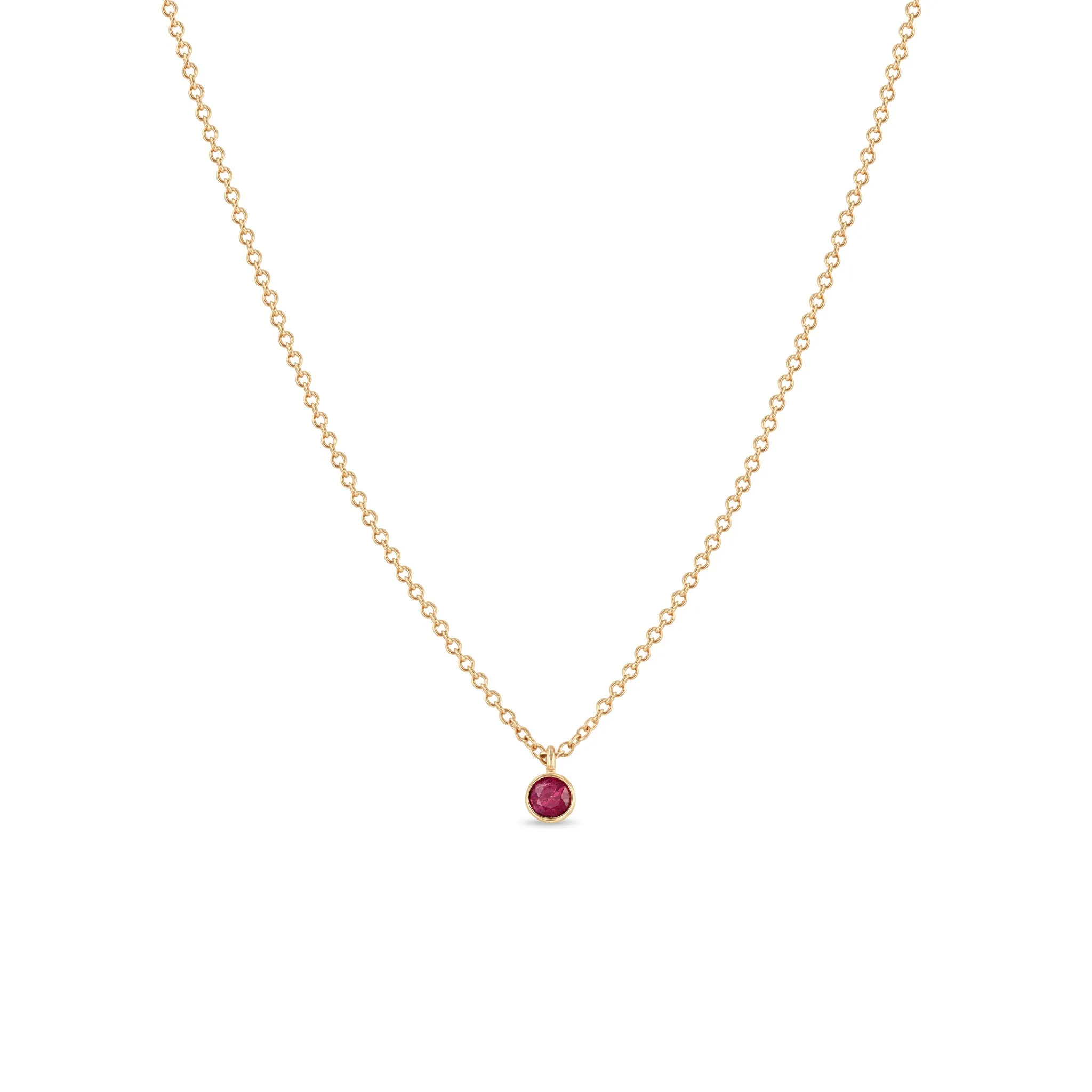 14k Single Ruby Pendant Necklace | July Birthstone sold by Zoe Chicco product image thumbnail 3