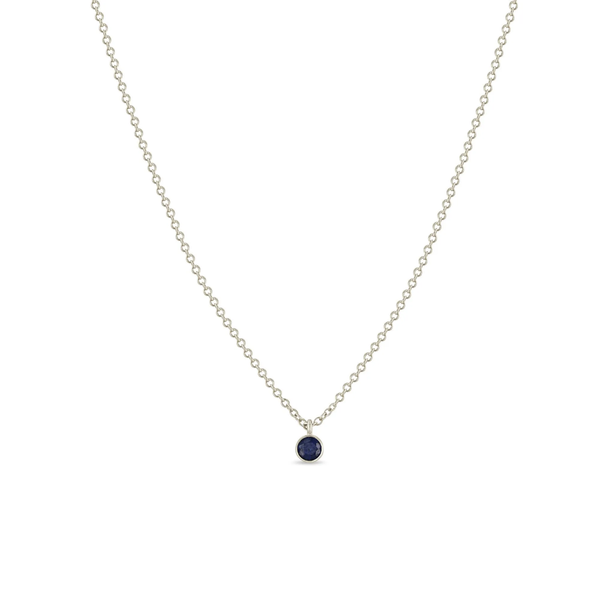 14k Single Blue Sapphire Pendant Necklace | September birthstone sold by Zoe Chicco product image thumbnail 3