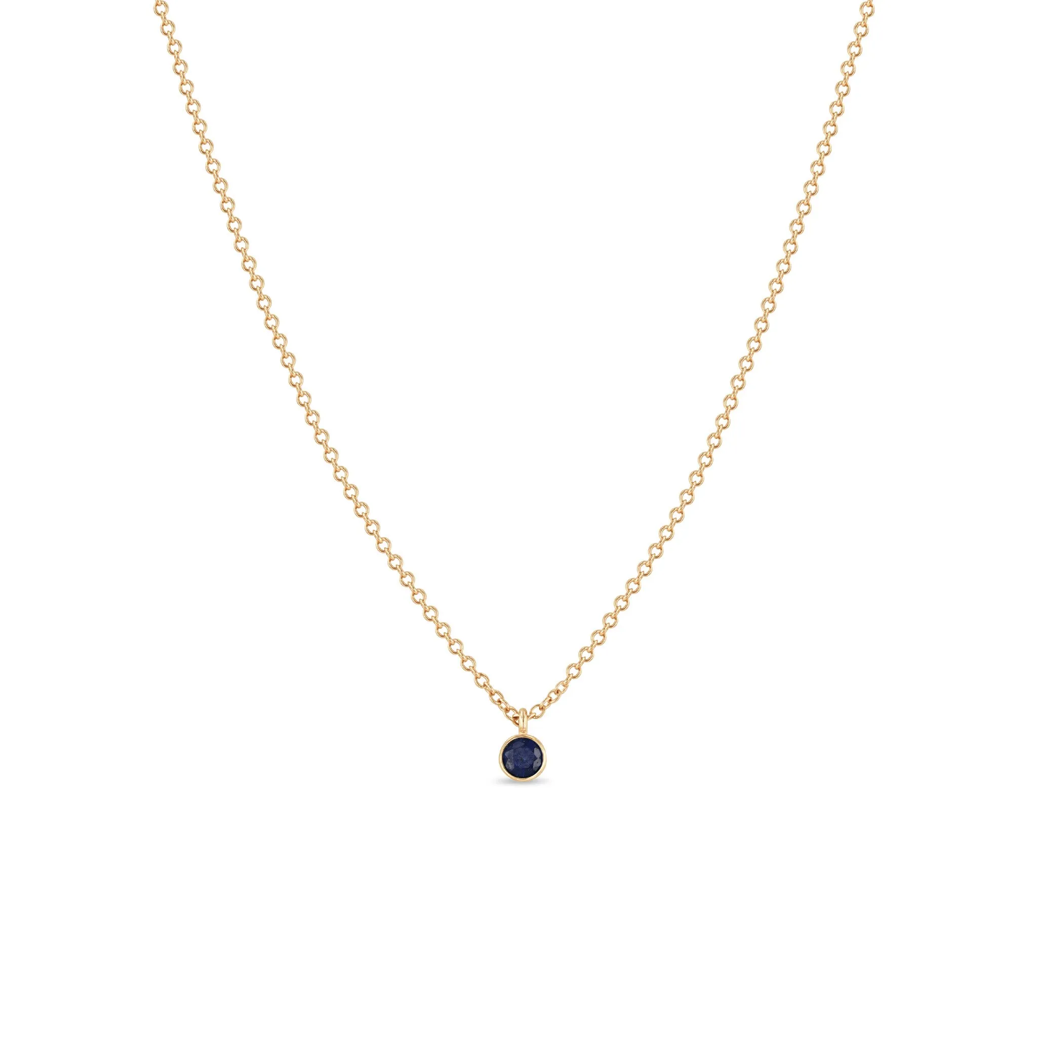 14k Single Blue Sapphire Pendant Necklace | September birthstone sold by Zoe Chicco product image thumbnail 2