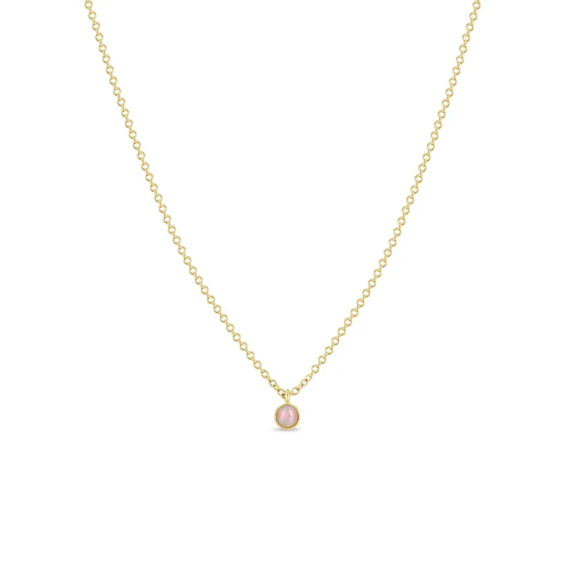 14k Single Opal Bezel Pendant Necklace | October Birthstone sold by Zoe Chicco