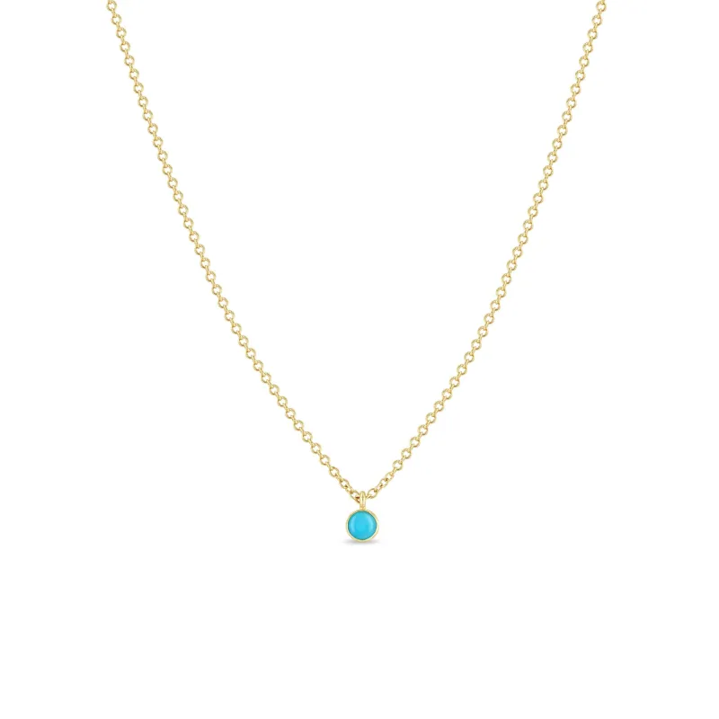 14k Single Turquoise Pendant Necklace | December Birthstone sold by Zoe Chicco
