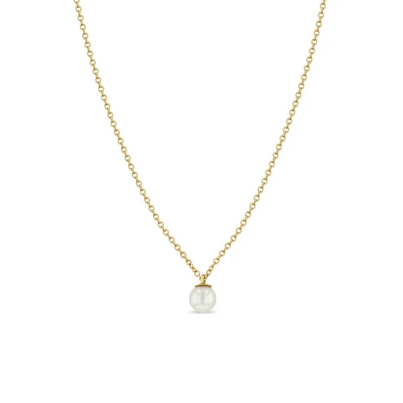 14k Small Pearl Pendant Necklace sold by Zoe Chicco