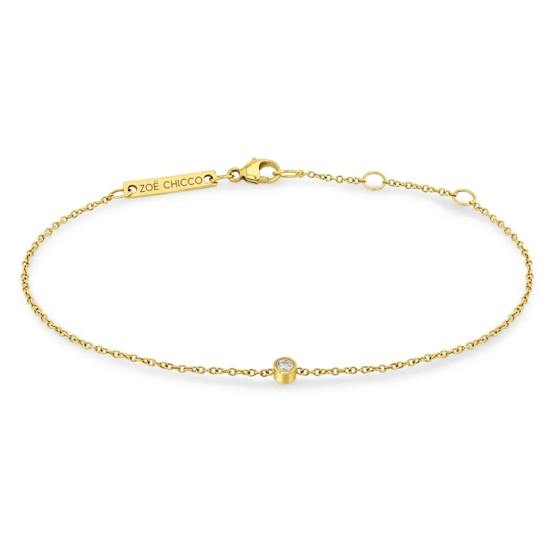 14k Single Diamond Bezel Bracelet sold by Zoe Chicco