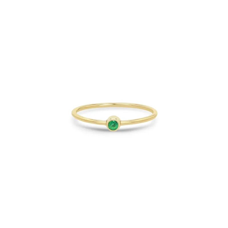 14k Emerald Bezel Ring | May Birthstone sold by Zoe Chicco