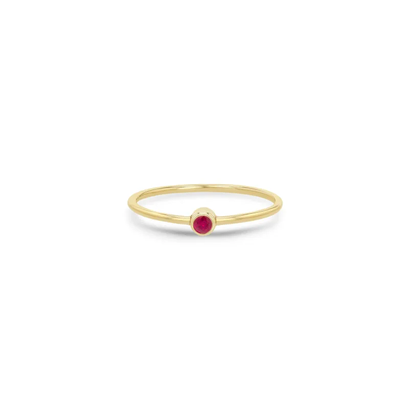 14k Ruby Bezel Ring | July Birthstone sold by Zoe Chicco
