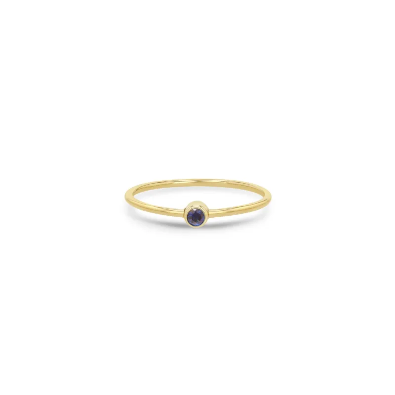14k Blue Sapphire Bezel Ring | September Birthstone sold by Zoe Chicco