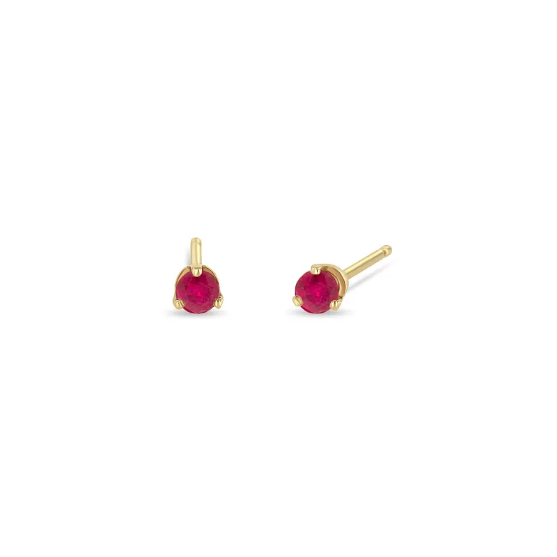14k Small Ruby Prong Studs | July Birthstone sold by Zoe Chicco