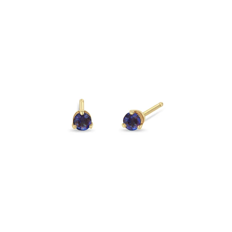14k Small Blue Sapphire Prong Studs | September Birthstone sold by Zoe Chicco