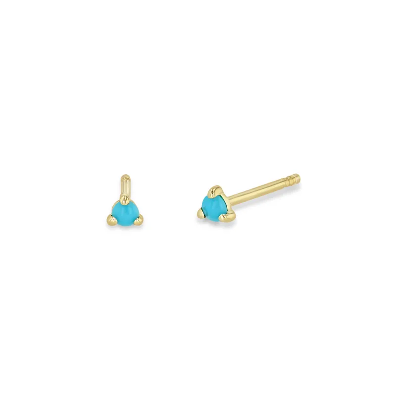 14k Small Turquoise Prong Studs | December Birthstone sold by Zoe Chicco