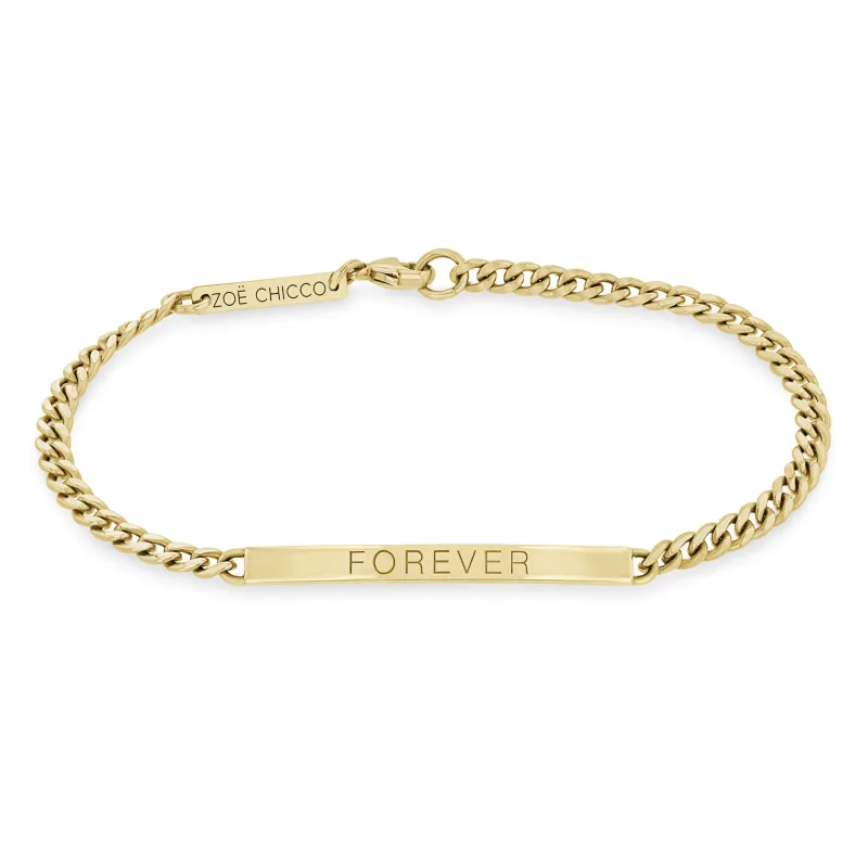 14k Small Curb Chain Personalized ID Bracelet sold by Zoe Chicco