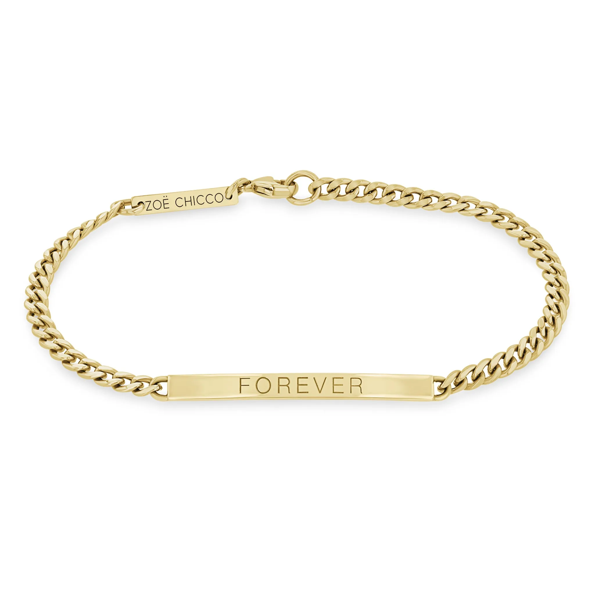 14k Small Curb Chain Personalized ID Bracelet sold by Zoe Chicco