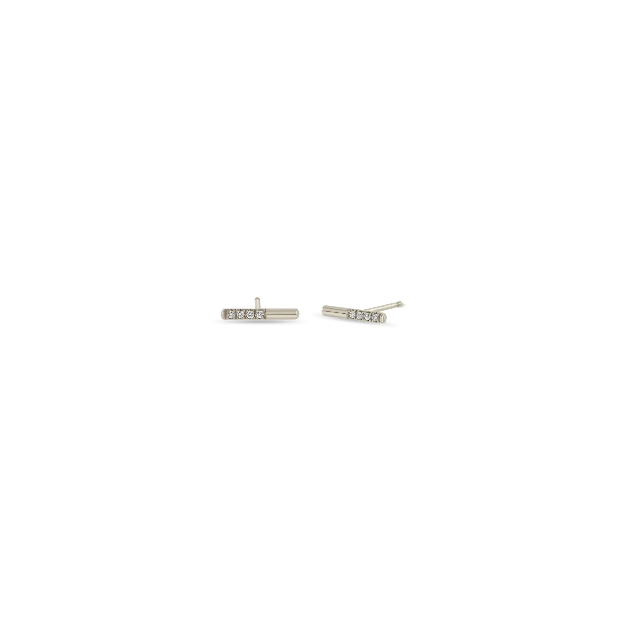 14k Offset Pavé Diamond Bar Studs sold by Zoe Chicco product image thumbnail 4