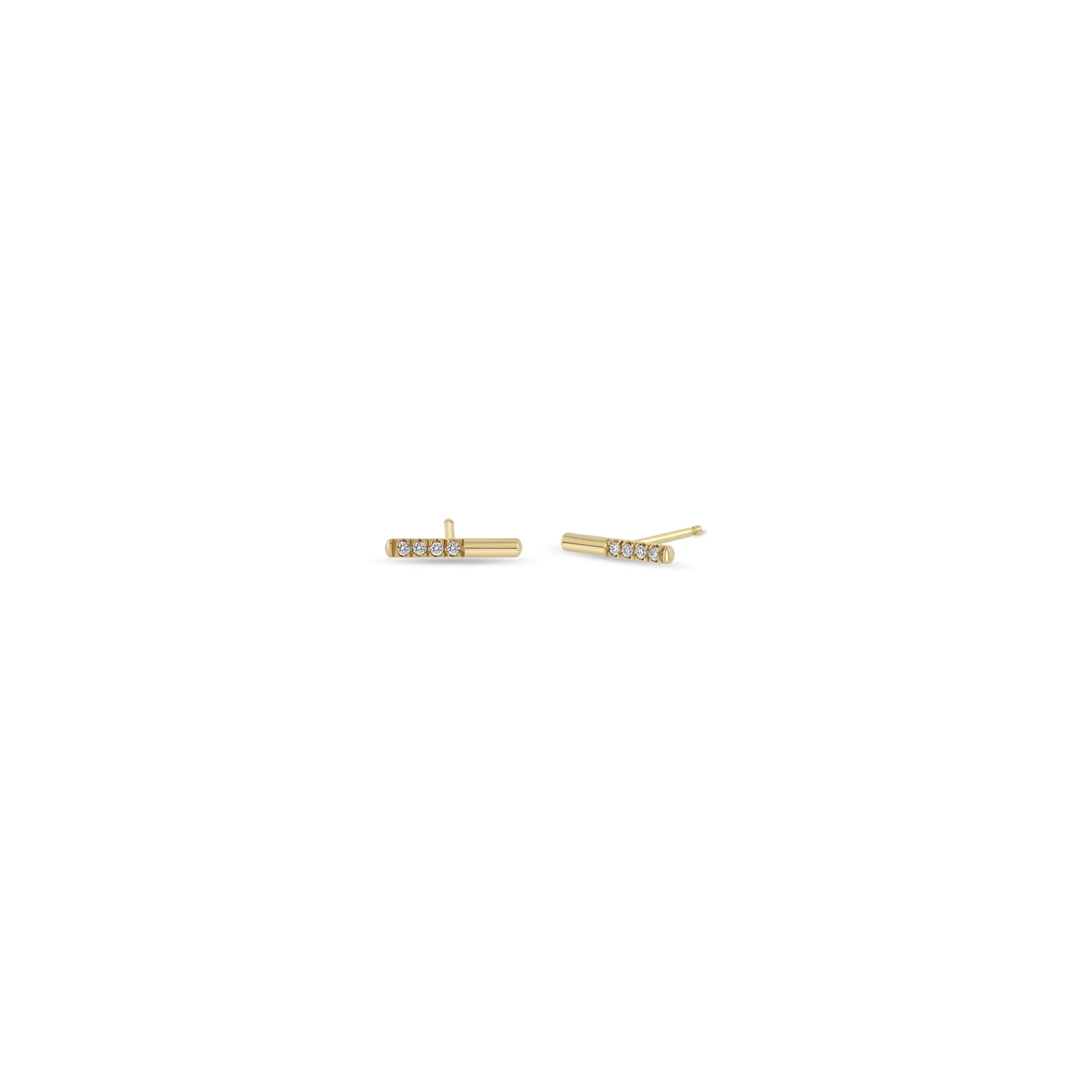14k Offset Pavé Diamond Bar Studs sold by Zoe Chicco