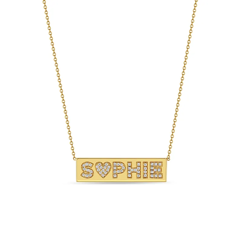 14k Pavé Diamond Name ID Necklace sold by Zoe Chicco
