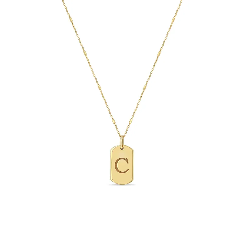 14k Engraved Initial Letter X-Small Dog Tag Necklace sold by Zoe Chicco