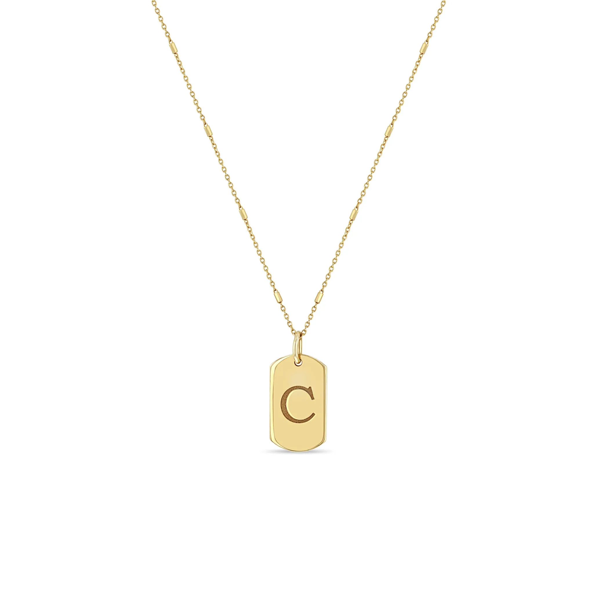 14k Engraved Initial Letter X-Small Dog Tag Necklace sold by Zoe Chicco