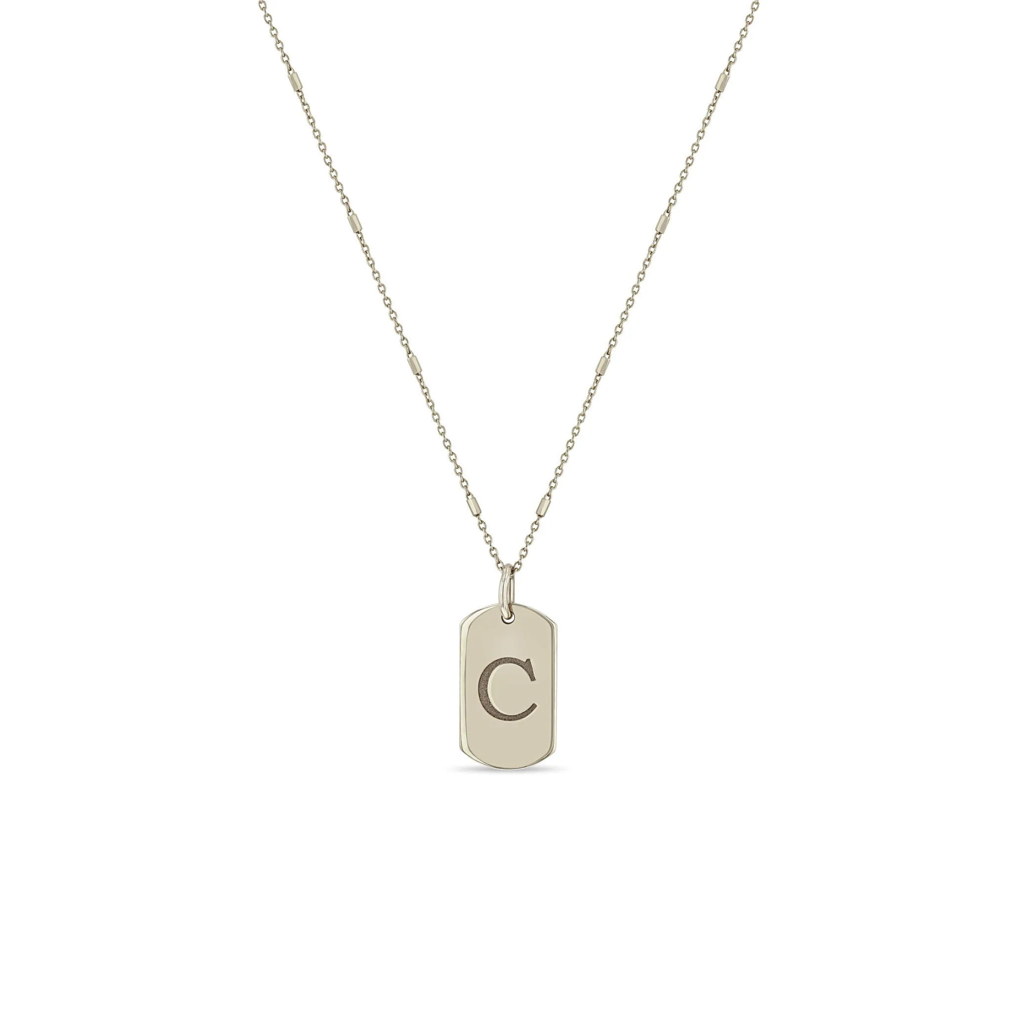 14k Engraved Initial Letter X-Small Dog Tag Necklace sold by Zoe Chicco product image thumbnail 2