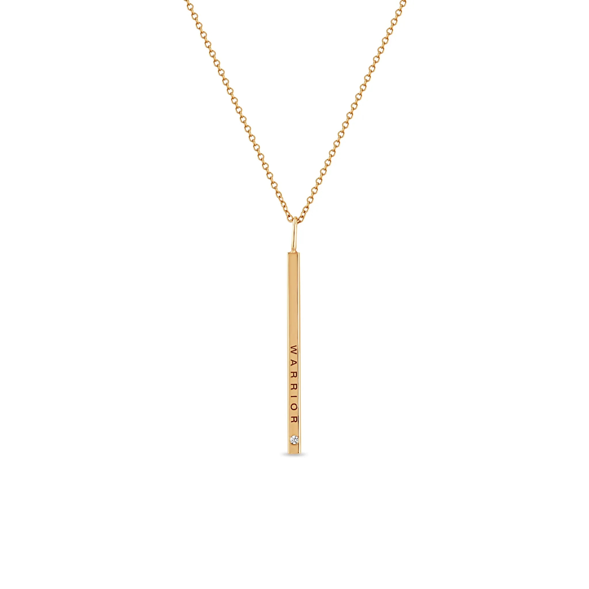 14k Thin Vertical ID Bar with Diamond Pendant Necklace sold by Zoe Chicco product image thumbnail 2