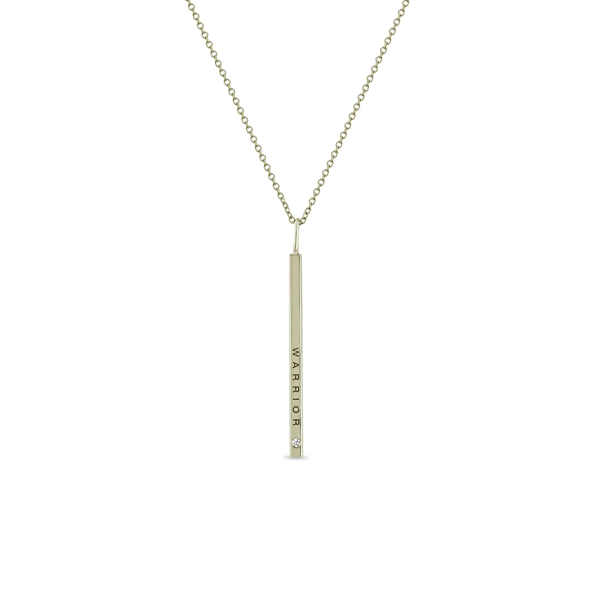 14k Thin Vertical ID Bar with Diamond Pendant Necklace sold by Zoe Chicco product image thumbnail 3