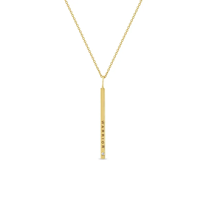 14k Thin Vertical ID Bar with Diamond Pendant Necklace sold by Zoe Chicco