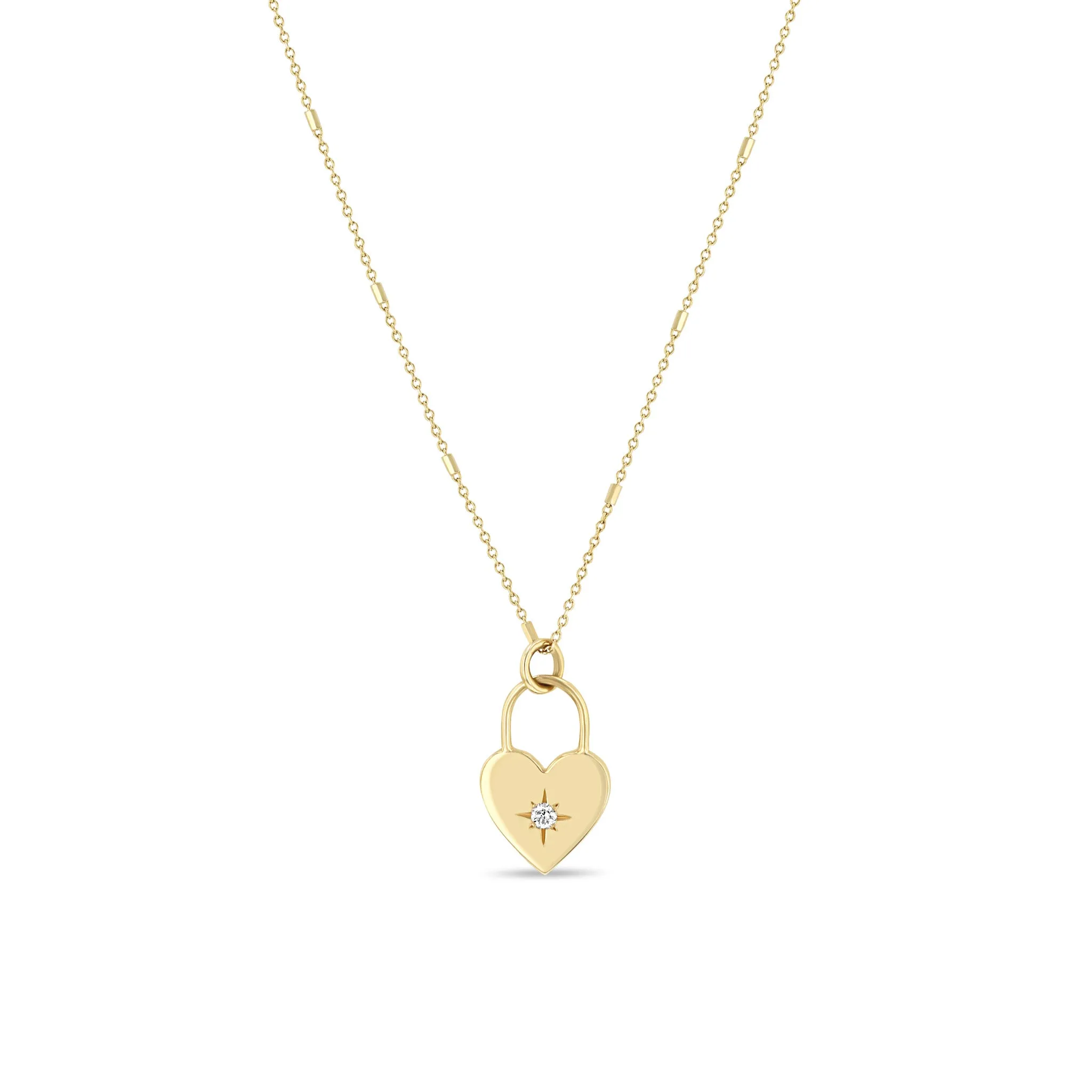 14k Diamond Heart Padlock Necklace sold by Zoe Chicco