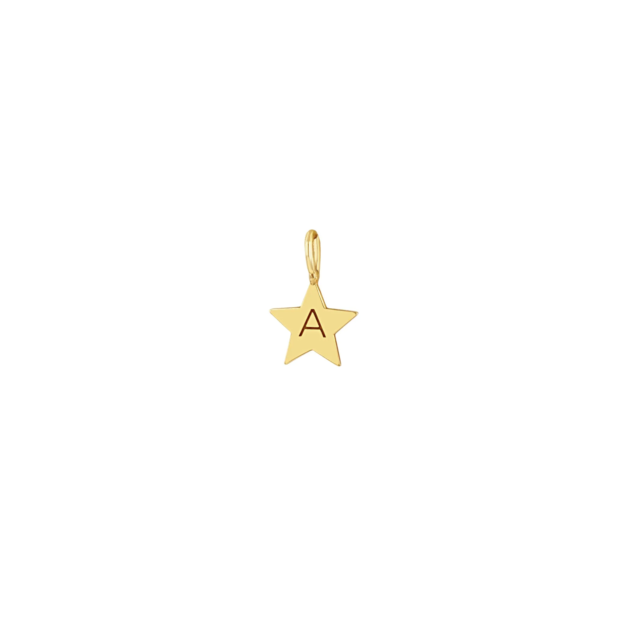 14k Medium Initial Star Charm Pendant sold by Zoe Chicco