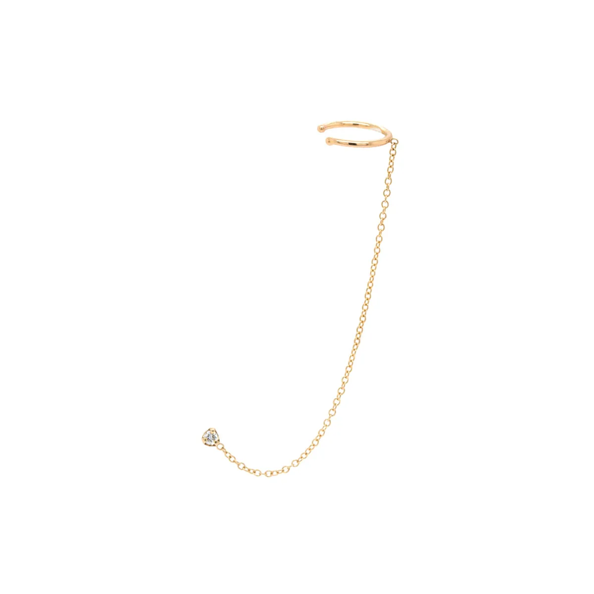 14k Small Prong Diamond Chain Ear Cuff sold by Zoe Chicco