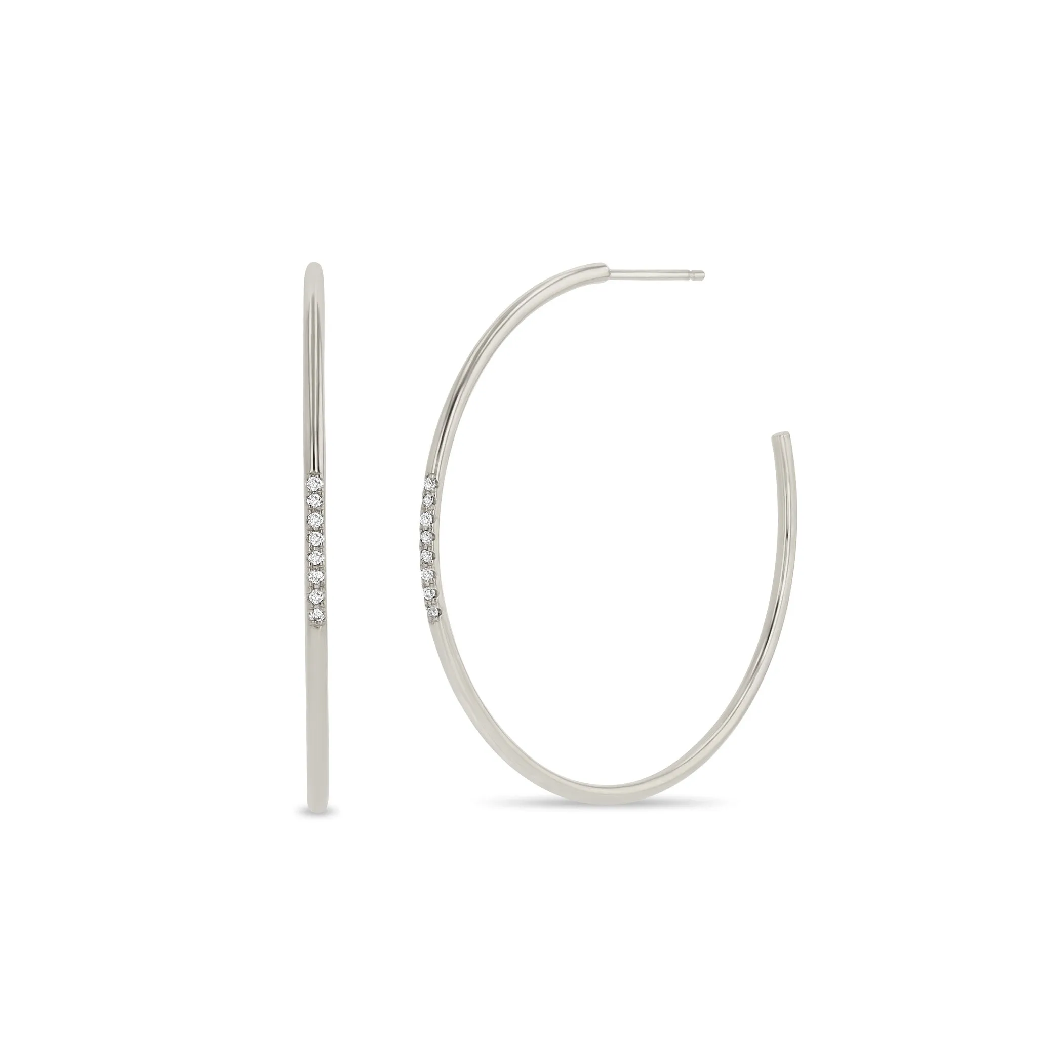 14k Pavé Diamond Thick Wire Large Hoops sold by Zoe Chicco product image thumbnail 5