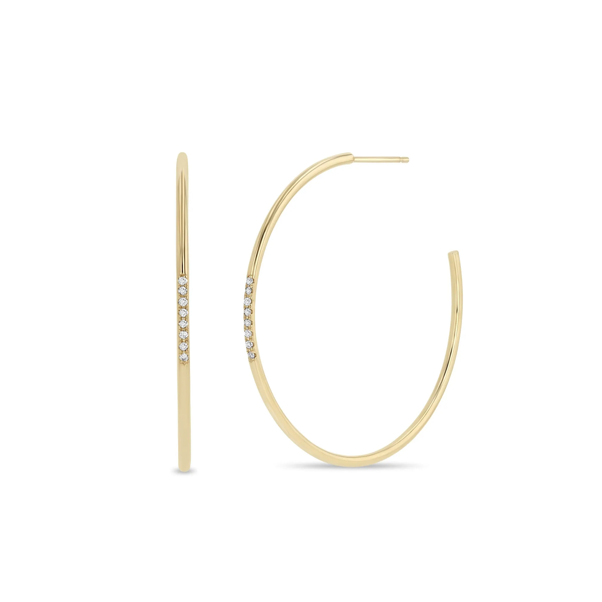 14k Pavé Diamond Thick Wire Large Hoops sold by Zoe Chicco