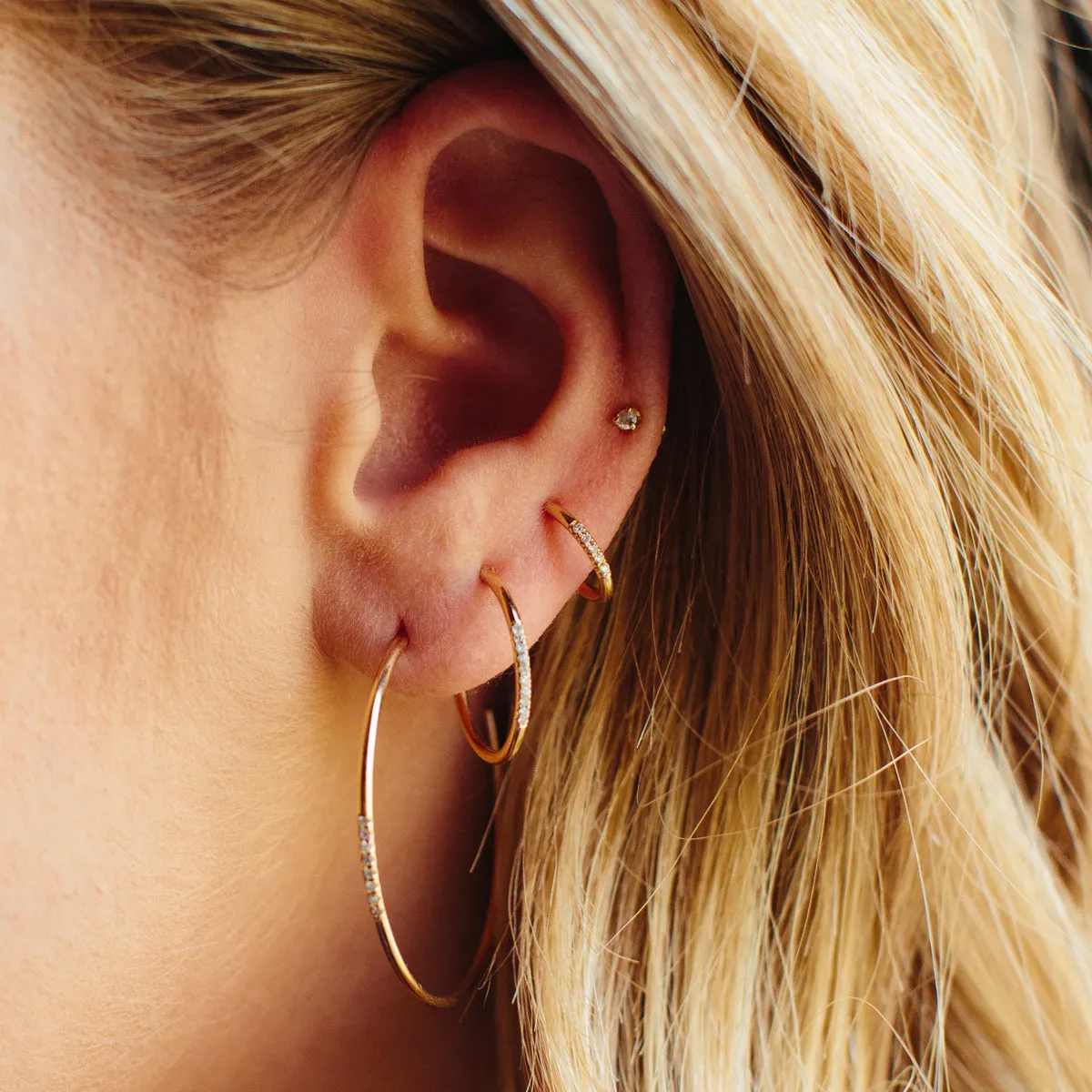 14k Pavé Diamond Thick Wire Large Hoops sold by Zoe Chicco product image thumbnail 3