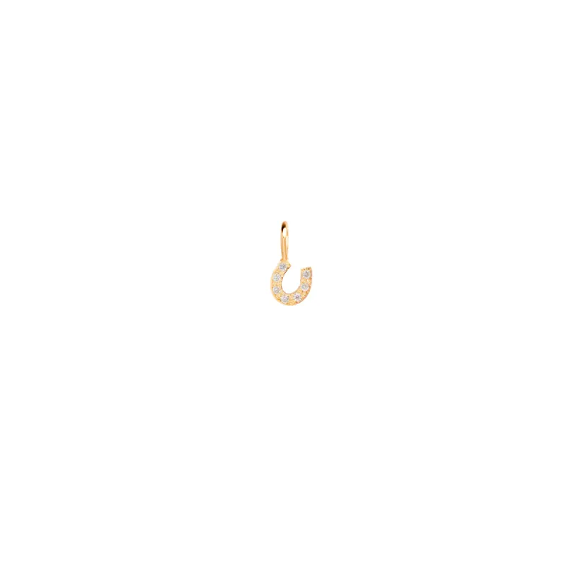 14k Single Midi Bitty Pavé Diamond Horseshoe Charm sold by Zoe Chicco