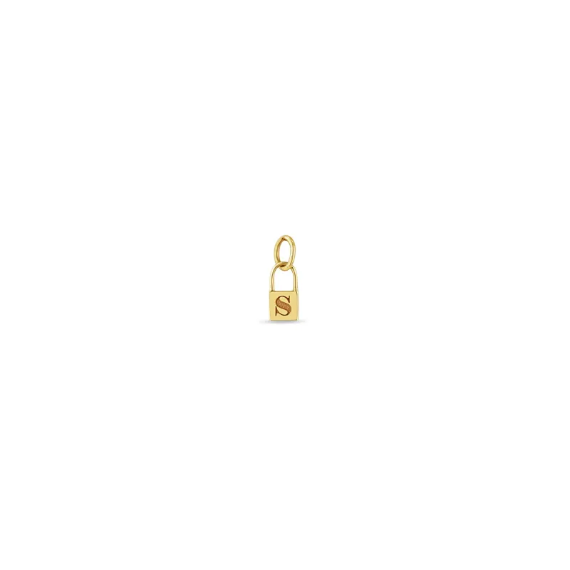 14k Single Midi Bitty Initial Padlock Charm sold by Zoe Chicco