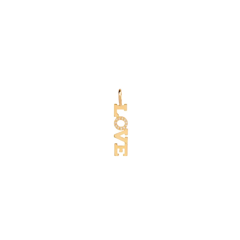 14k Single Pavé Diamond 4 Letter Charm Pendant sold by Zoe Chicco