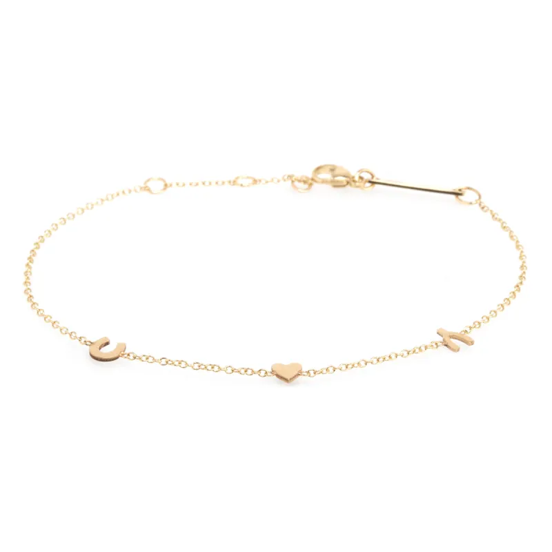 14k Itty Bitty Luck & Love Station Bracelet sold by Zoe Chicco