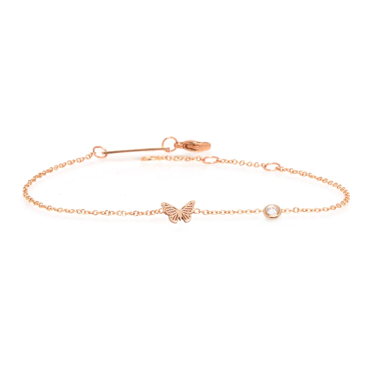 14k Itty Bitty Butterfly Bracelet with Floating Diamond sold by Zoe Chicco product image thumbnail 4