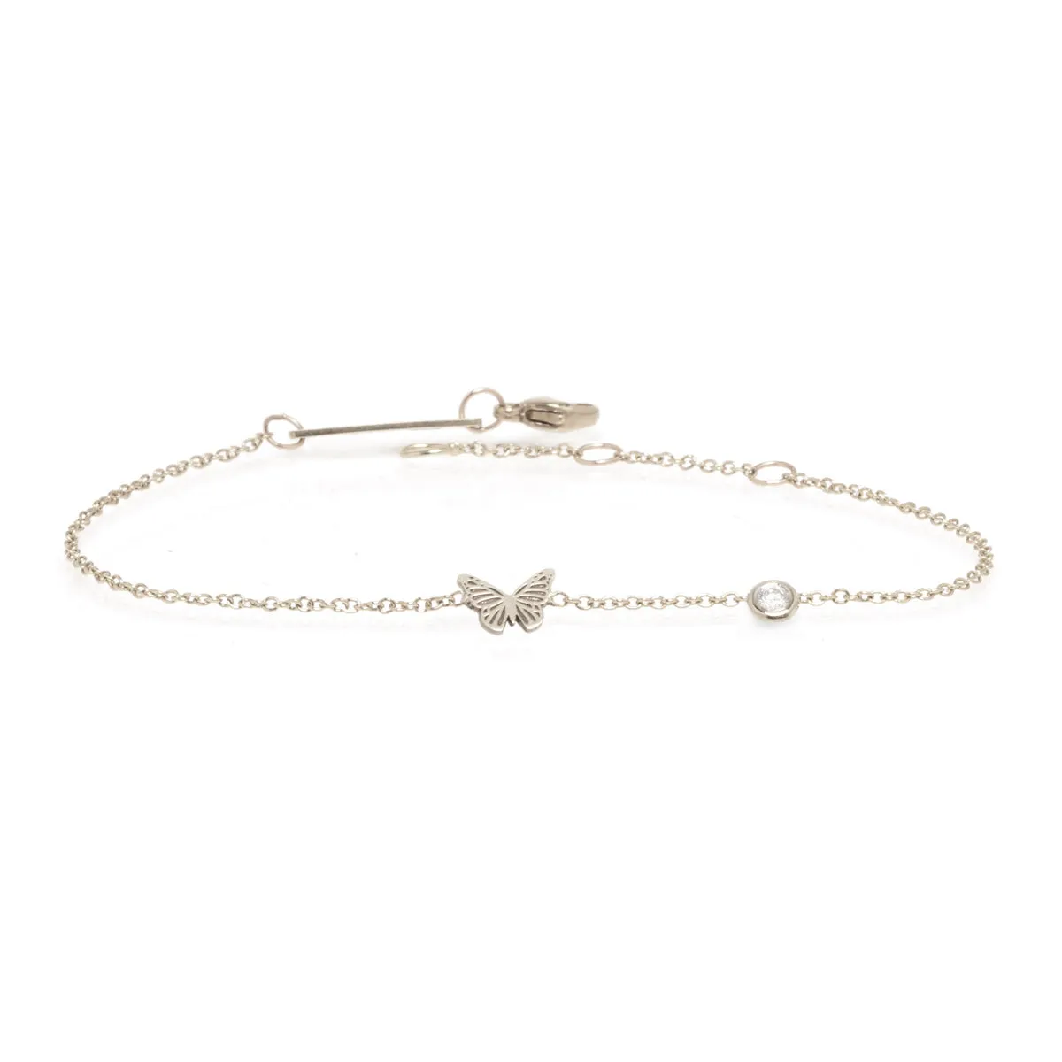 14k Itty Bitty Butterfly Bracelet with Floating Diamond sold by Zoe Chicco product image thumbnail 5