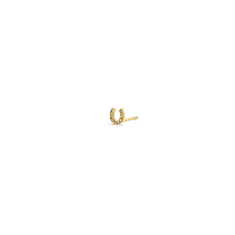 14k Itty Bitty Pavé Diamond Horseshoe Stud sold by Zoe Chicco