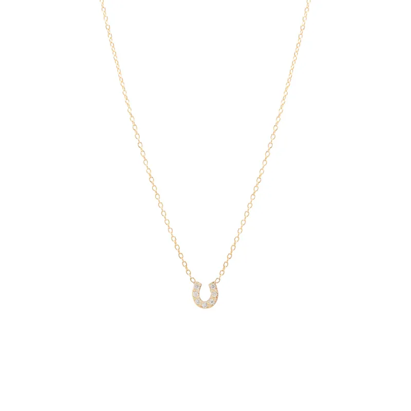 14k Itty Bitty Pavé Diamond Horseshoe Necklace made by Zoe Chicco