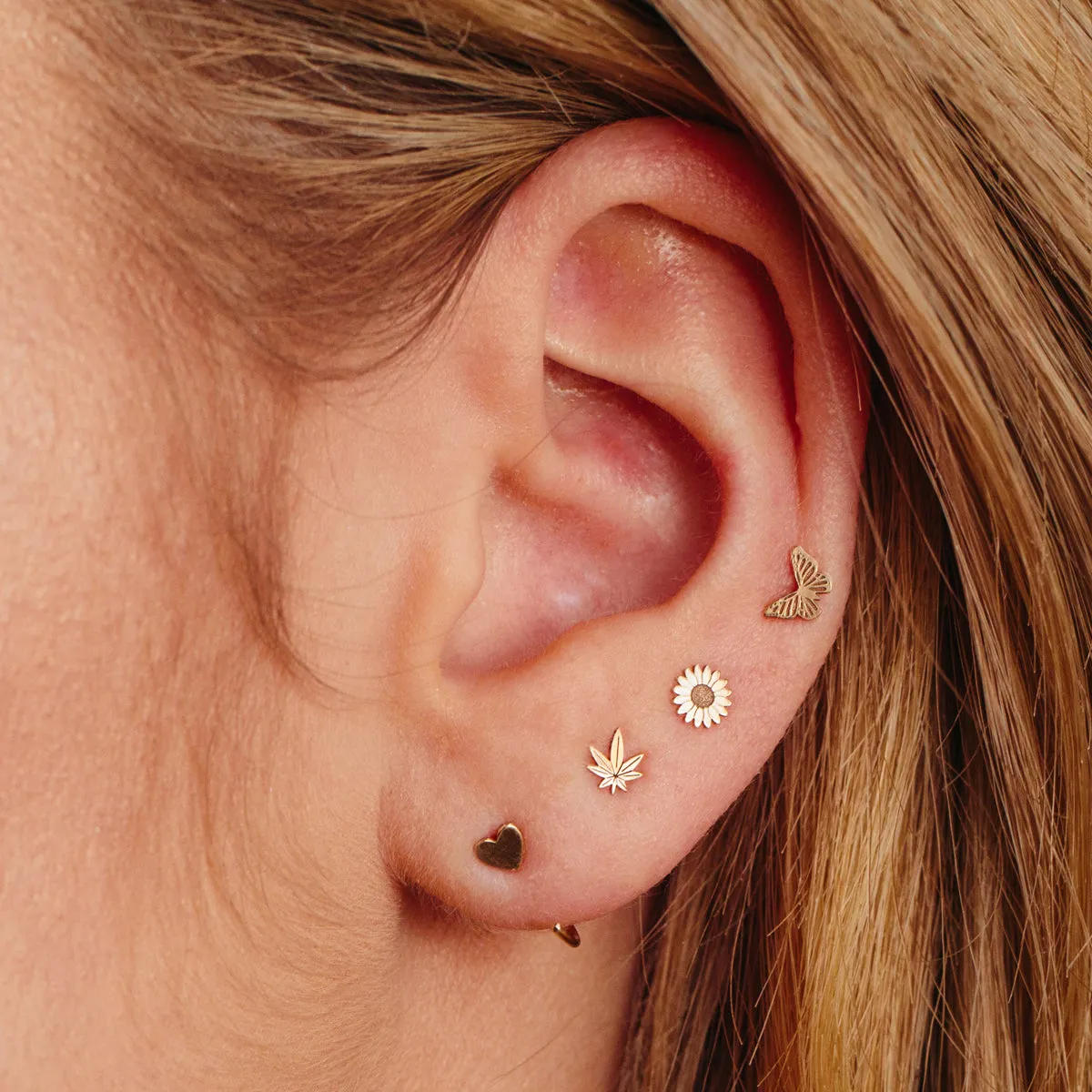 14k Itty Bitty Heart Reverse Huggie Hoop Earring sold by Zoe Chicco product image thumbnail 2