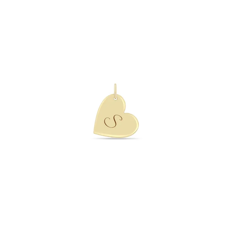 14k Single Cursive Initial Medium Heart Charm Pendant sold by Zoe Chicco