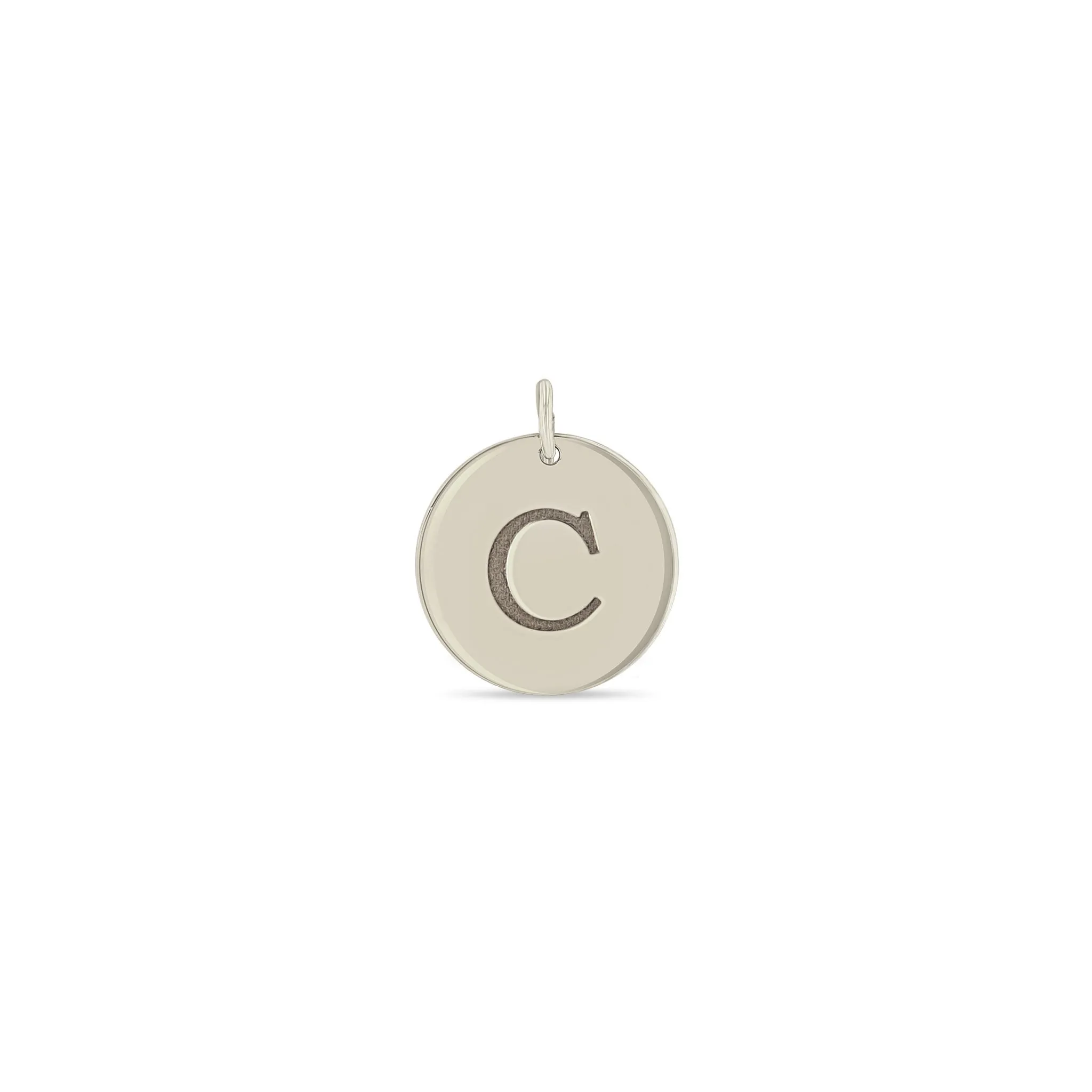 14k Single Engraved Initial Medium Disc Charm Pendant sold by Zoe Chicco product image thumbnail 3