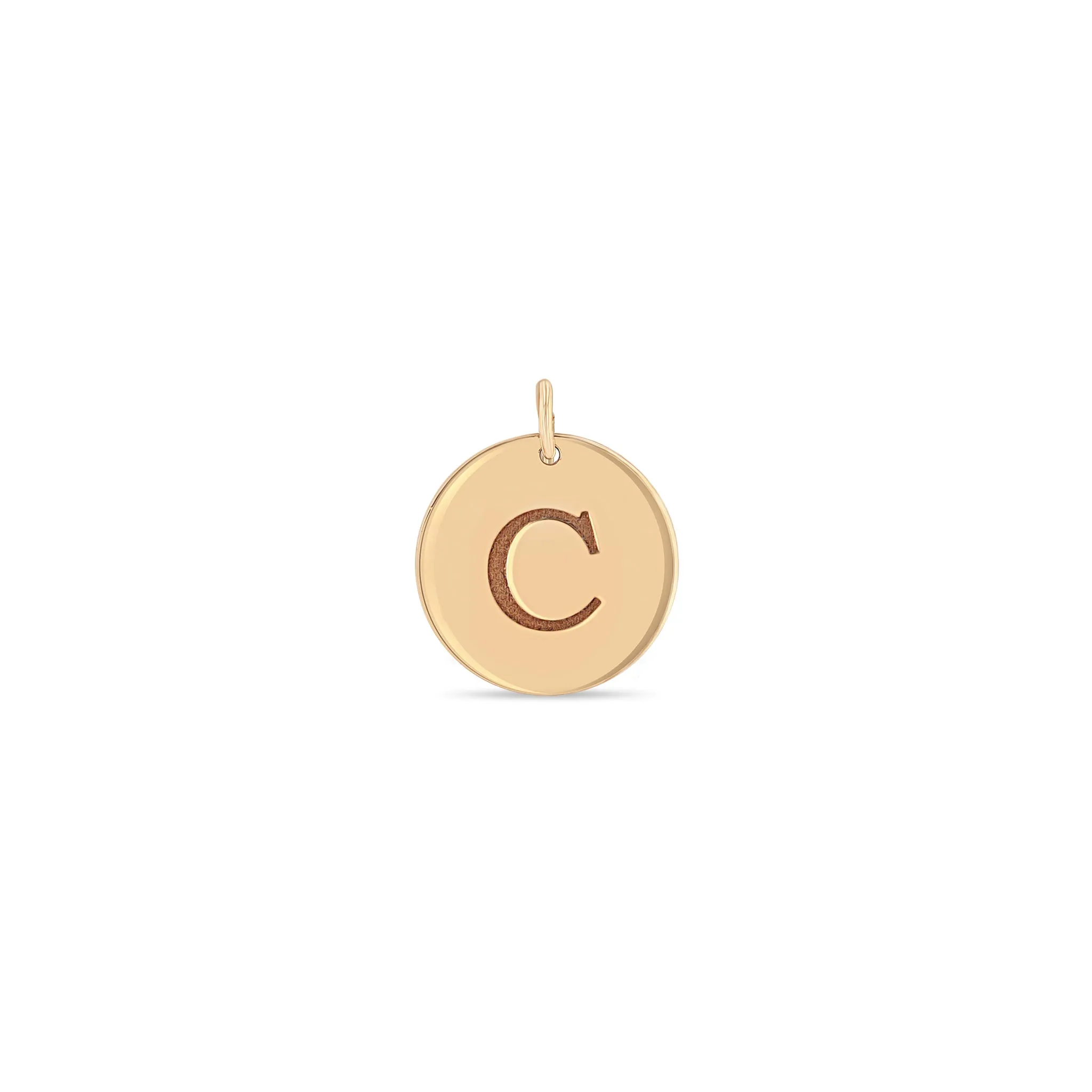 14k Single Engraved Initial Medium Disc Charm Pendant sold by Zoe Chicco product image thumbnail 2
