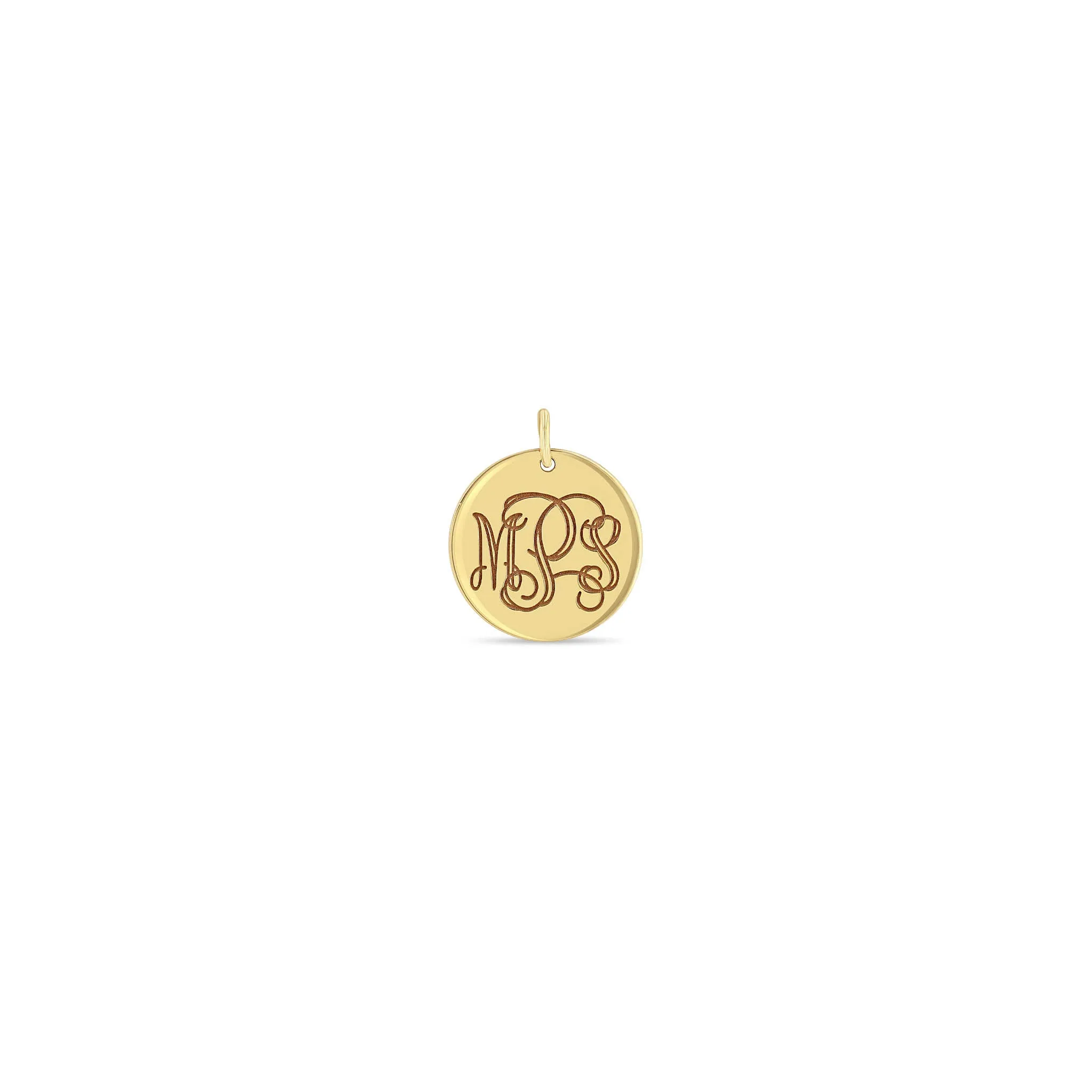 14k Single Monogram Medium Disc Charm sold by Zoe Chicco
