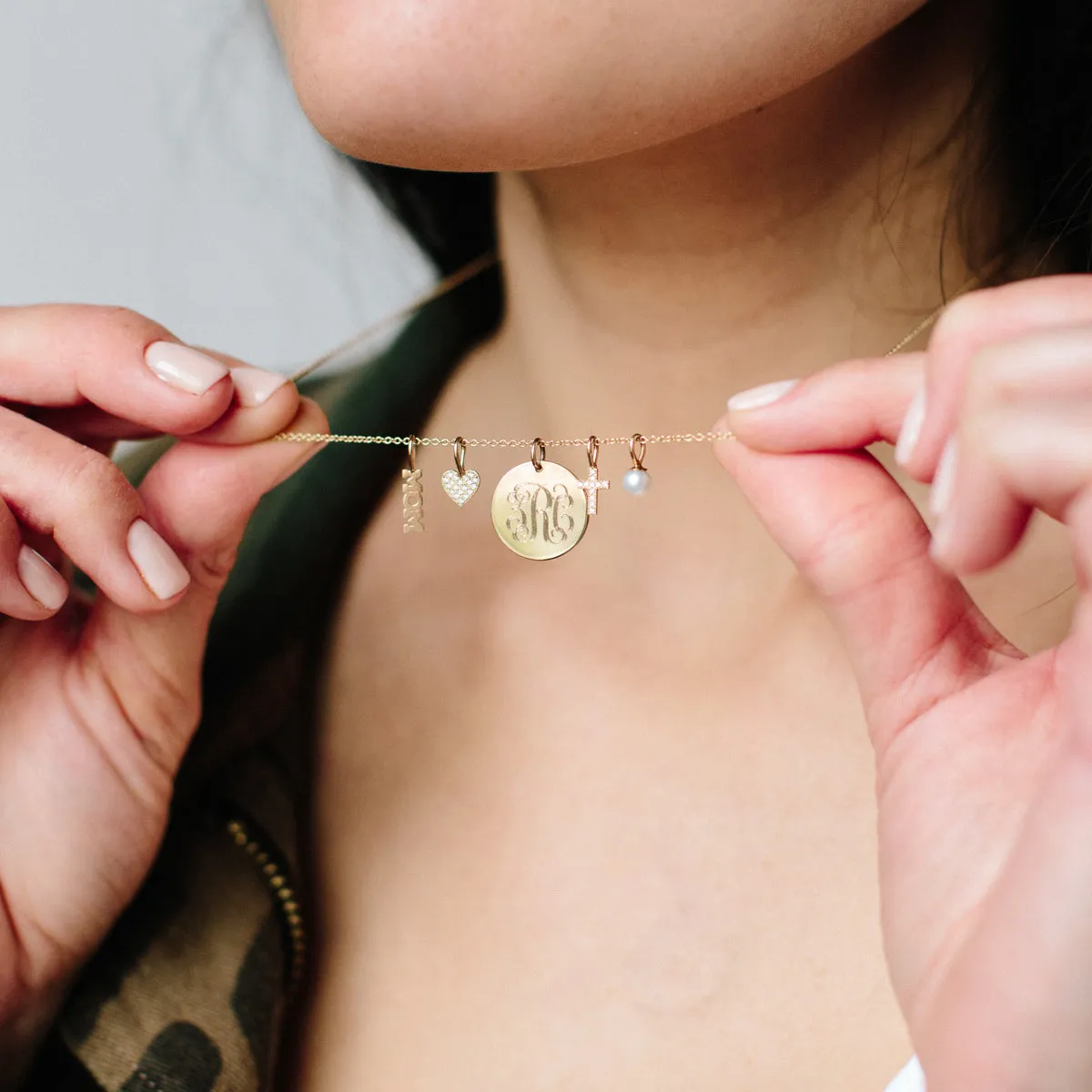 14k Single Monogram Medium Disc Charm sold by Zoe Chicco product image thumbnail 2