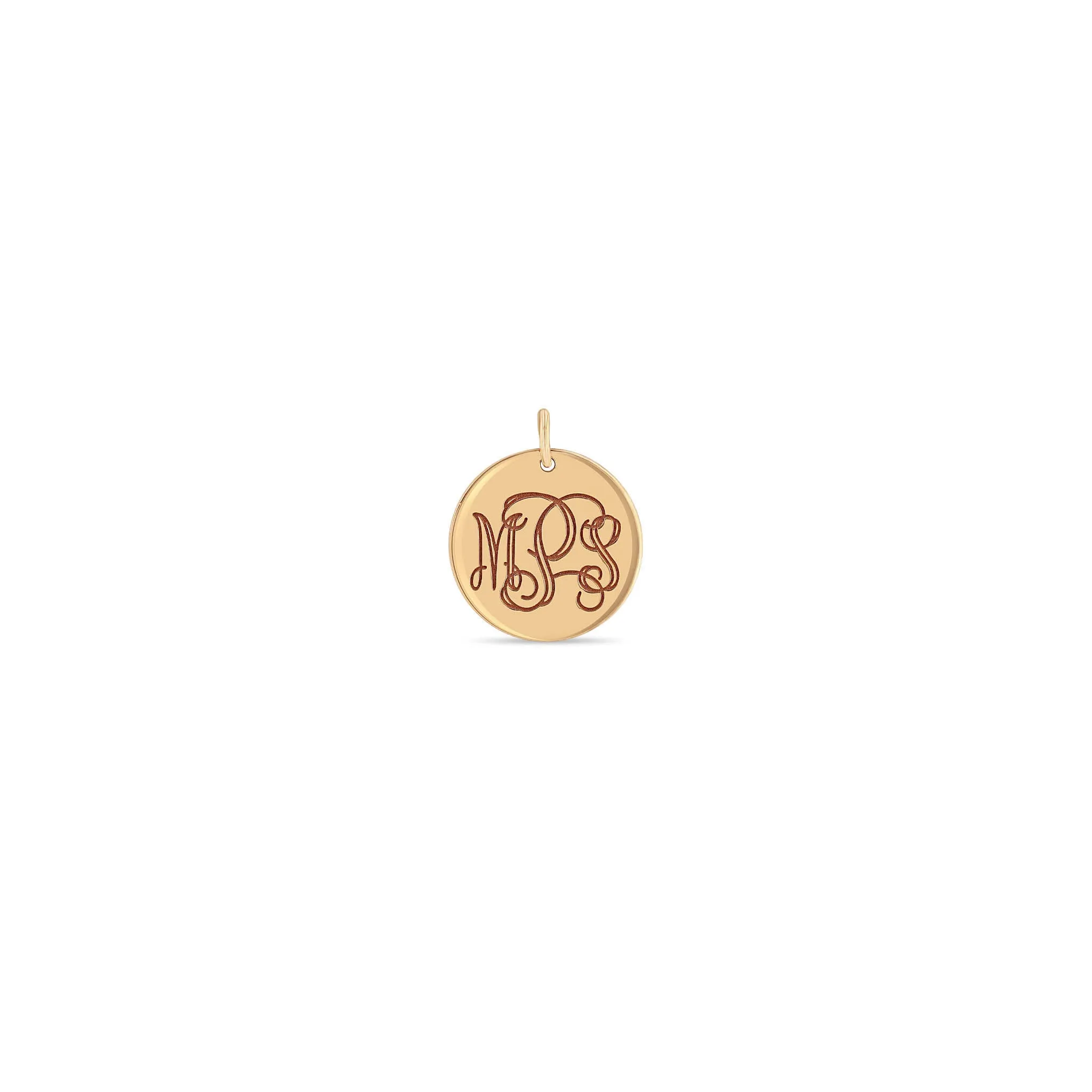 14k Single Monogram Medium Disc Charm sold by Zoe Chicco product image thumbnail 5