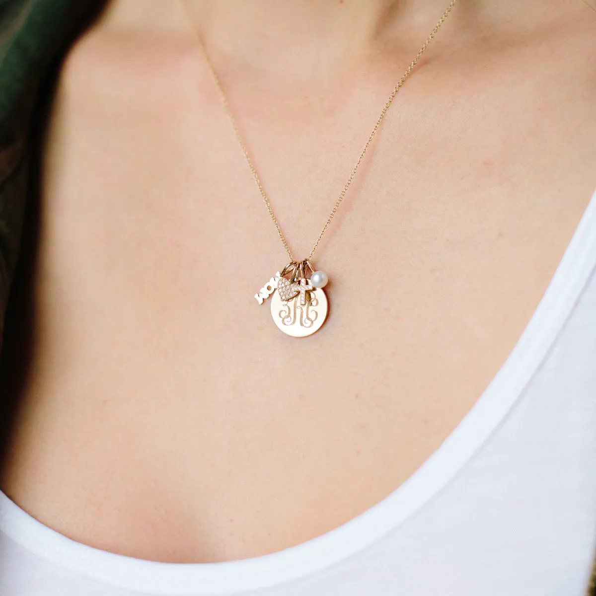 14k Single Monogram Medium Disc Charm sold by Zoe Chicco product image thumbnail 3