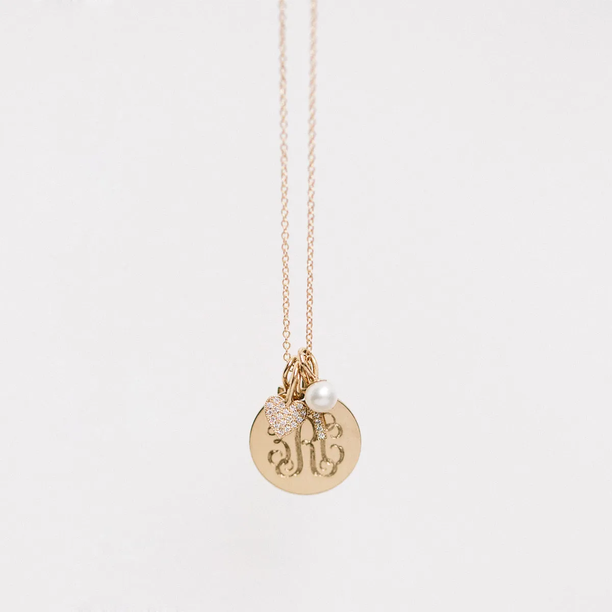 14k Single Monogram Medium Disc Charm sold by Zoe Chicco product image thumbnail 4